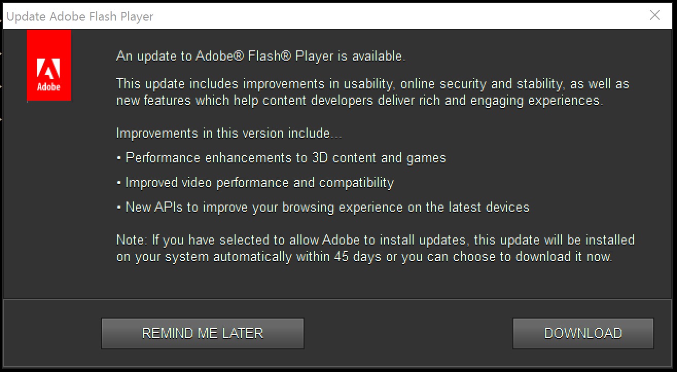 Adobe Flash Player installation pop up? - Adobe Support Community - 9630478